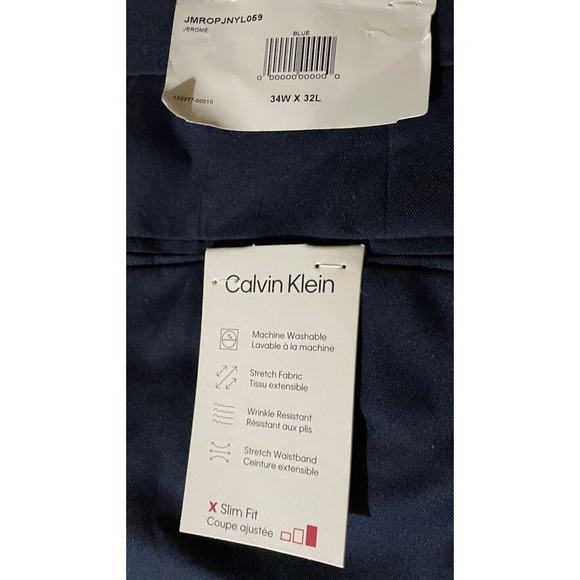 NWT Calvin Klein Men's Slim-Fit Dress Pants in Navy Blue Size 34W 32L - Picture 12 of 12